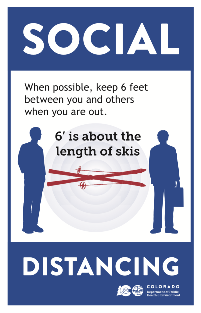 Poster of a pair of skis between two people