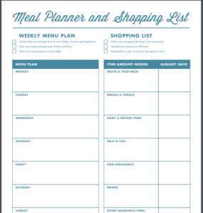 Meal Planner and Shopping List resource